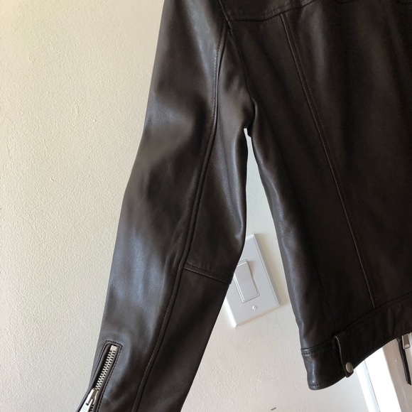All Saints Brown Leather Biker Jacket - NWT - XS - Picture 5 of 13